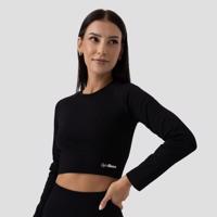 GymBeam Dámske tričko FLO Ribbed Crop-Top Black  LL