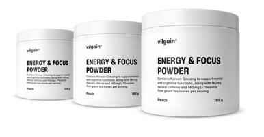 Vilgain Energy & Focus Powder –  3× broskyňa 195 g