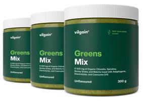 Vilgain Greens Mix –  3× bez príchute s yerba maté 300 g