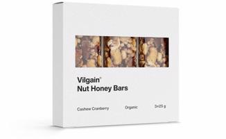 Vilgain Nut Honey Bar BIO – kešu a brusnice 75 g (3 x 25 g)